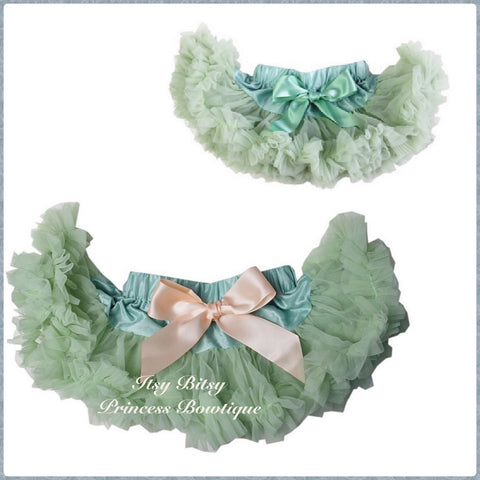 Pistachio and peach bow baby Pettiskirt