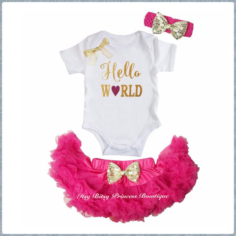 Hello World bodysuit & Pettiskirt set