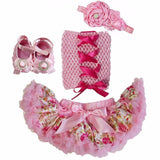 Tube Top with Light Pink Floral Pettiskirt , Headband and Shoes set (To Order)