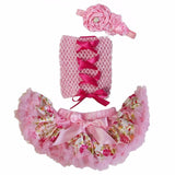 Tube Top with Light Pink Floral Pettiskirt , Headband and Shoes set (To Order)