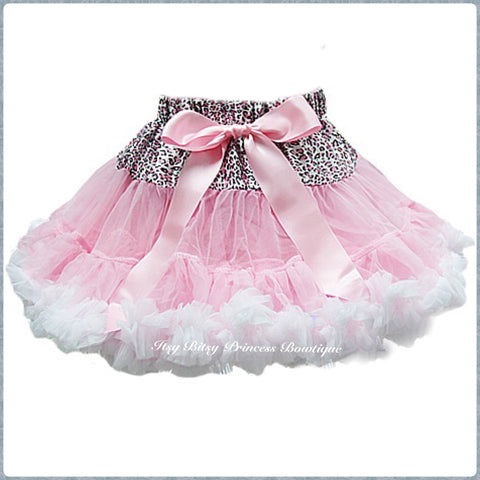 Light Pink Leopard Waist with White Ruffles Pettiskirt