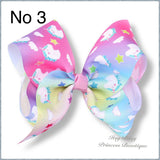 7-8 Inch Unicorn bow Hairclips - Multiple Colours-