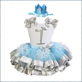 Light Blue and Silver Satin Trimmed Tutu