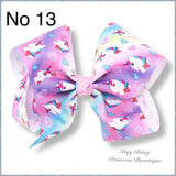 7-8 Inch Unicorn bow Hairclips - Multiple Colours-