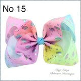 7-8 Inch Unicorn bow Hairclips - Multiple Colours-