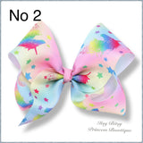 7-8 Inch Unicorn bow Hairclips - Multiple Colours-