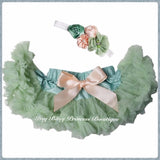 Pistachio and peach bow baby Pettiskirt