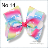 7-8 Inch Unicorn bow Hairclips - Multiple Colours-