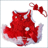 Red & White Rose Pettiskirt Romper