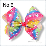 7-8 Inch Unicorn bow Hairclips - Multiple Colours-