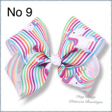 7-8 Inch Unicorn bow Hairclips - Multiple Colours-