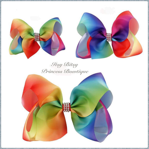 Various size Rainbow Bling bow Hairclips