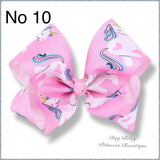 7-8 Inch Unicorn bow Hairclips - Multiple Colours-