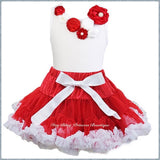 Red & White Rosettes Embellished Top