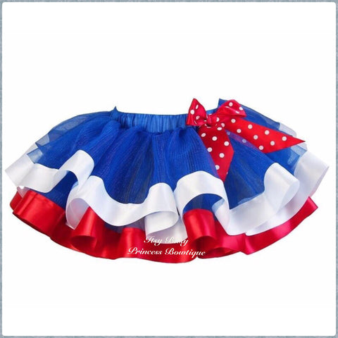 Red White and Blue Satin Trimmed Tutu