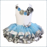 Light Blue and Silver Satin Trimmed Tutu