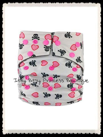 Bamboo Modern Cloth Nappy -Skulls and Crossbones-